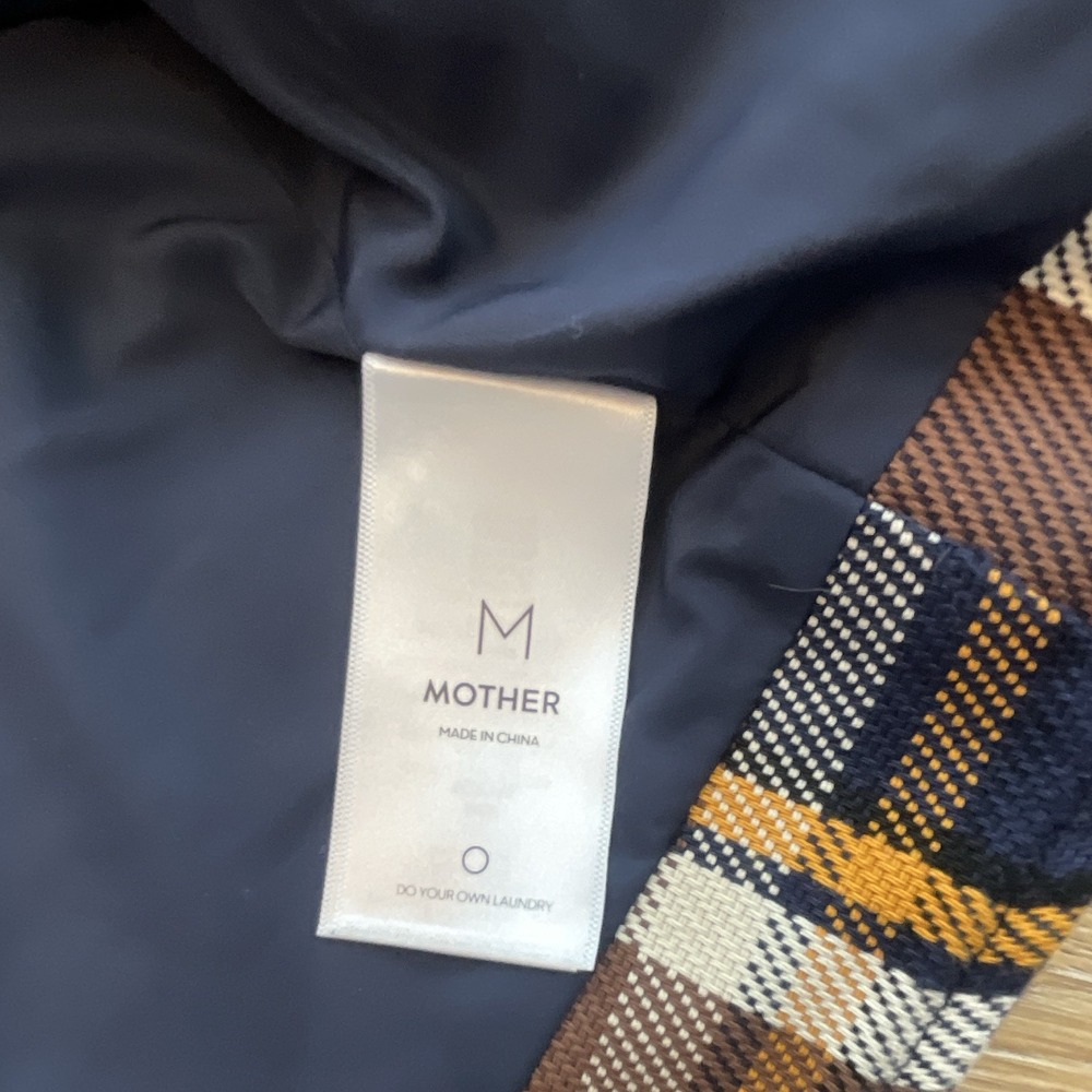 Mother The Moto Jacket Plaid Rep Brown Navy Cropped‎ Biker 30996-1348 Medium - Picture 4 of 5